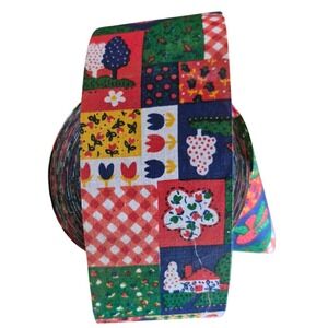 Vintage SSCO Fabric Ribbon Roll Cottagecore Americana Patchwork Quilt Print